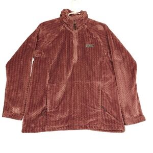 Columbia Women's Fleece Quarter Zip Pullover Textured Warm Cozy Rose Mauve M‎